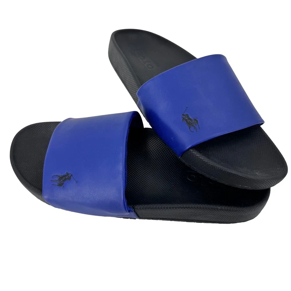 Polo‎ Ralph Lauren Cayson Slides Royal Blue Mens Size 12 Pool Sandals